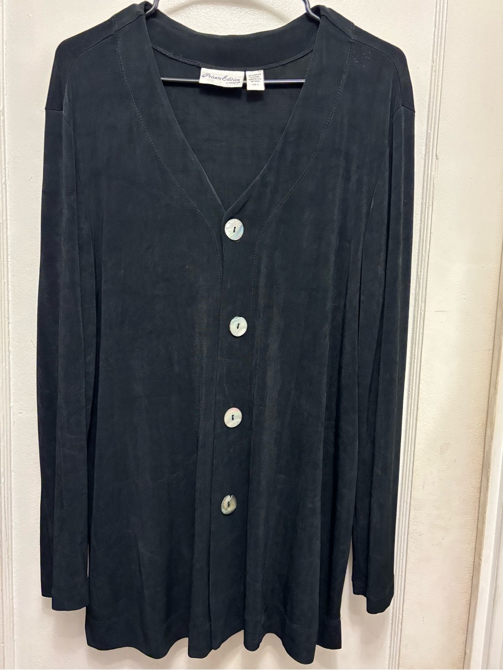 Private Edition by Chico’s V-neck Cardigan Made in U.S.A. Size 2 Color: Black